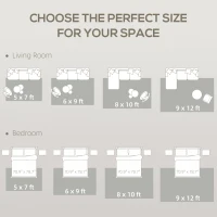 HOMCOM 9x12 Boho Area Rug, Machine Washable Carpet for Living Room, Bedroom, Dining Room, Kitchen, Home Office, Brown(m-7)