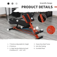 Soozier Adjustable Weight Bench Roman Chair Exercise Training Multi-Functional Hyper Extension Bench Dumbbell Bench Ab Sit up Decline Flat Black and Red(m-5)