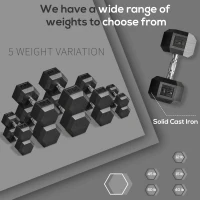 Soozier 2 x 15lbs Hex Dumbbell Set of 2, Rubber Weights Exercise Fitness Dumbbell with Non-Slip Handles, Anti-roll, for Women or Men Home Gym Workout(m-8)