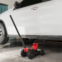 HOMCOM 1.5 Ton Big Wheel Hydraulic Car Jack Heavy Duty Steel Off-Road Jack with Extra Saddle for Trucks, SUVs, ATVs, Red(m-10)