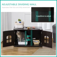 PawHut Cat Litter Box Enclosure Hidden Cat Furniture Cabinet Indoor Cat Washroom Double-door Nightstand End Table with Cat Hole Window Coffee(m-5)