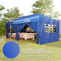 Outsunny 10' x 20' Pop Up Canopy Tent Outdoor Portable Easy Up Party Tent Garden Shade Shelter with Walls Carrying Bag, Blue(m-5)