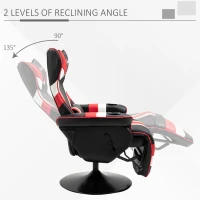 Vinsetto Racing Style Video Gaming Recliner Chair Padded Office Seat with Reclining Backrest and Footrest, Headrest, Lumbar Support, Round Metal Base, Cup Holder for Black and Red(m-4)