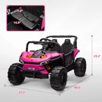 Qaba 12V Ride On Truck, Battery Powered Electric Car for Kids w/ Remote Control, 4-Wheel Suspension & LED Lights, Pink(m-3)