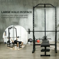 Soozier Power Cage Power Rack with 15-Level Squat Rack, Cable Pulley System, Pull up Stand and Push up Stand(m-7)