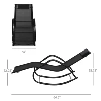 Outsunny Rocking Chair, Zero Gravity Patio Chaise Sun Lounger, Outdoor Rocker, UV Water Resistant, Pillow for Sunbathing, Lawn, Garden or Pool, Black(m-3)