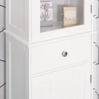 kleankin Tall Bathroom Cabinet, Bathroom Storage Cabinet with Drawers, 2 Doors and Adjustable Shelves, White(m-10)