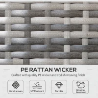 Outsunny 3 Pieces Wicker Patio Furniture Set, Rattan Bistro Set with Coffee Table and Cushions, Outdoor Conversation Set for Garden, Porch, Balcony, Blue(m-5)