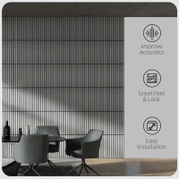 HOMCOM 24"x24" Wood Panels for Wall, 4 Pack Acoustic Panels, Sound Absorbing Slat Wall For Interior Wall Decor, Home, Grey(m-4)