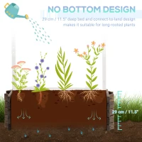 Outsunny Wooden Wishing Well Garden Bed, Rustic Outdoor Flower Planter Patio Ornamental for Plants, Herb, Vegetables, Rustic Brown(m-5)