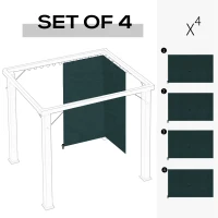 Outsunny 10' x 10' Universal Gazebo Sidewall Set with 4 Panels, Hooks/C-Rings Included for Pergolas & Cabanas, Slate Grey(m-4)