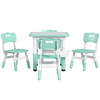 Qaba Height Adjustable 5pc Toddler Table and Chair Set with Storage Box, Easy to Wipe for 18 Months - 5 Years, Green