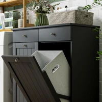 HOMCOM Laundry Hamper Cabinet, Laundry Cabinet with 2 Tilt Out Laundry Baskets and 2 Drawers, Black(m-9)
