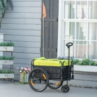 Aosom Bike Cargo Trailer & Wagon Cart, Multi-Use Garden Cart with Removable Box, 20'' Big Wheels, Reflectors, Hitch and Handle, Yellow(m-8)
