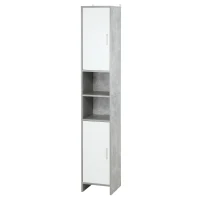 kleankin 71" Tall Bathroom Storage Cabinet, Narrow Bathroom Cabinets with 2 Doors and 6-tier Shelving, Grey(m-11)