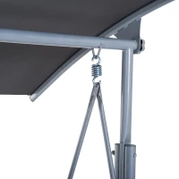 Outsunny Double Outdoor Swing Chair 2 Person Covered Swing Porch Swing w/ Pivot Table & Storage Console, Grey(m-10)