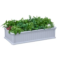 Outsunny 48" x 24" x 12" Raise Garden Bed, Planter Box, Above Ground Garden for Flowers, Herb, Vegetables with Easy Assembly, Gray(m-1)