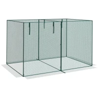 Outsunny 10 x 6.5ft Crop Cage, Garden Plant Protector with Two Zippered Doors, Storage Bag and Ground Stakes, Green(m-11)