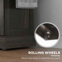 HOMCOM Triple-Cabinet Kitchen Island on Wheels, Kitchen Storage Cabinet with Drawers, Rolling Utility Cart Brown(m-6)