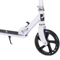 Aosom Kids Foldable Kick Scooter with Adjustable Height, Soft Textured Handles, Wide Deck, Brakes for Ages 7-14, 29.5" H - 39" H, White(m-8)