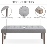 HOMCOM Simple Tufted Upholstered Ottoman Accent Bench with Soft Comfortable Cushion & Fashionable Modern Design, Grey(m-4)