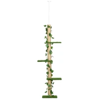 PawHut 4-Tier Floor to Ceiling Cat Tree, Height(80-95Inches)Adjustable, Tall Cat Tower w/ Anti-Slip Kit, Leaves, Multi-Layer Activity Centre w/ Scratching Post(m-11)
