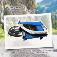 Aosom Dog Bike Trailer 2-In-1 Pet Stroller Cart Bicycle Wagon Cargo Carrier Attachment for Travel with Suspension, Hitch, Storage Pockets, Blue(m-6)