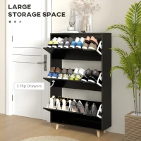 HOMCOM Slim Shoe Storage Cabinet with 3 Flip Drawers and Adjustable Shelves, Shoe Cabinet for 18-24 Pairs, Black(m-4)