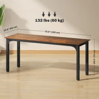 HOMCOM 71" Computer Desk, Desktop Desk with Metal Legs, Rustic Brown(m-3)