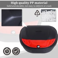 HOMCOM 52L Motorcycle Tail box Top Case Motorbike Trunk Helmet Carrier Luggage Helmet Storage Mount Rack w/ Keys(m-4)