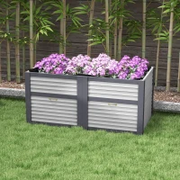 Outsunny Wooden Elevated Planter Box with Storage, 59" x 30" x 29.5" Raised Garden Bed for Vegetables, Flowers, Herbs, Grey(m-1)