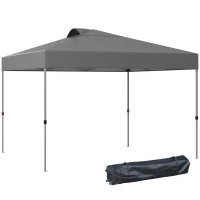 Outsunny 10' x 10' Pop Up Canopy Tent with Airy Top Vents and Wheeled Carry Bag for Outdoor, Garden, Patio, Dark Grey(m-11)