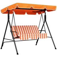 Outsunny 3-Seater Outdoor Porch Swing with Adjustable Canopy, Patio Swing Chair for Garden, Poolside, Backyard, Orange(m-12)