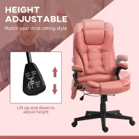 Vinsetto 6 Point Vibrating Massage Office Chair with Heat, Microfiber Massage Desk Chair with Reclining Backrest, Orange-red(m-5)