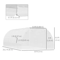 Outsunny 26' x 10' x 6.6' Large Walk in Tunnel Greenhouse Garden Plant Seed Green House Premium Steel Frame(m-3)
