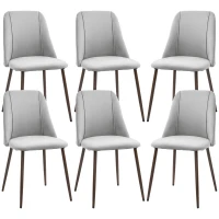 HOMCOM Upholstered Dining Chairs Set of 6, Velvet Accent Chair with Back and Wood-grain Steel Leg for Kitchen, Grey(m-2)