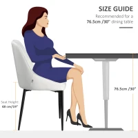 HOMCOM Dining Chairs Set of 2, Upholstered Velvet Kitchen Chairs, Accent Chair with Back, Steel Legs for Living Room, Dining Room, Bedroom, Cream White(m-7)