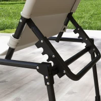 Outsunny 2 Pcs Outdoor Lounge Chair, 4 Position Adjustable Backrest, Folding, Cushioned w/ Sun Shade Roof & Pillow, Cream White(m-9)