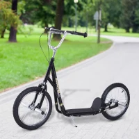 HOMCOM Youth Scooter Teen Kick Scooter Kids Children Stunt Scooter Bike Bicycle Ride On 16" Inflatable Wheels Black(m-1)