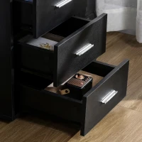 HOMCOM 57" Computer Desk with Drawers, Home Office Desk with Keyboard Tray, Open Shelves and Lockable Drawer, Writing Workstation for Study, Black(m-10)