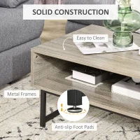 HOMCOM Modern Lift Top Coffee Table with Hidden Storage Compartment and Metal Frame, Convertible Console Tea Desk for Living Room, Grey(m-6)