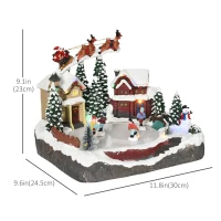 HOMCOM Christmas Village, Santa and Deer Skating Pond Animated Winter Wonderland Set with Multicolored LED Light, Plug-In Christmas Decoration(m-3)