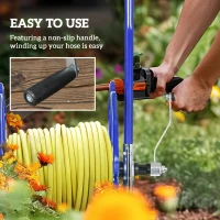 Outsunny 98 ft of 5/8" Hose Reel Cart (Hose Not Included), Garden Water Hose Carts with Wheels for Yard, Lawn, Blue(m-5)