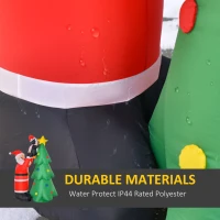 HOMCOM 6ft Inflatable Christmas Tree Decorations with Santa and Penguin, Outdoor Blow-Up Yard Christmas Decor with LED Lights Display(m-7)