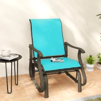 Outsunny Outdoor Glider Chair Patio Glider Swing Chair with Mesh Seat, Steel Frame for Backyard, Garden, Porch, Blue(m-2)