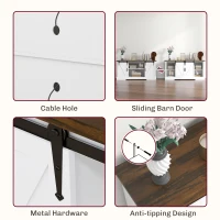 HOMCOM Sideboard with Charging Station, Farmhouse Coffee Bar Cabinet with Sliding Barn Door, TV Stand for TVs Up to 65", White(m-9)