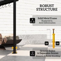 Outsunny 8' x 5' Grill Gazebo, Double Tiered Barbecue Grill Gazebo Shelter with Side Awning, 2 Side Shelves, 6 Hooks, Khaki(m-7)