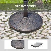 Outsunny 31 lb. Heavy Duty Patio Umbrella Base, Round Market Umbrella Base Holder for Outdoor, Garden, Backyard, Bronze(m-4)