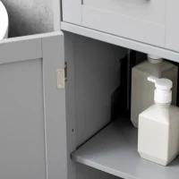 kleankin Bathroom Cabinet Organizer, Freestanding Small Storage Cabinet with Two Drawers and Adjustable Shelf for Living Room, or Entryway, Grey(m-9)