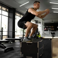Soozier 24/20/16 In Wooden Plyometric Jump Box with Handle Openings for Home Gym Workout Training(m-8)